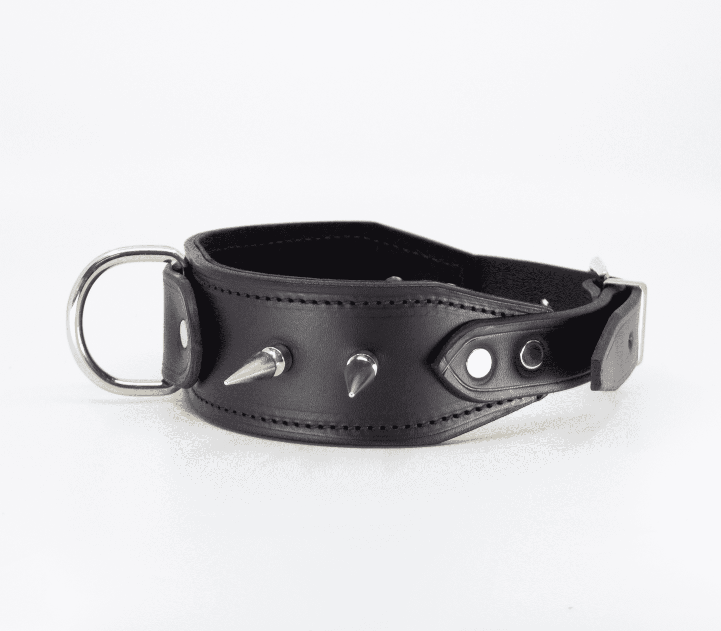 Love In Leather Unlined Wide Leather Collar With Long Dog Spikes