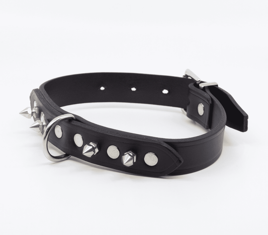 Love In Leather Unlined Leather Collar With Short Dog Spikes