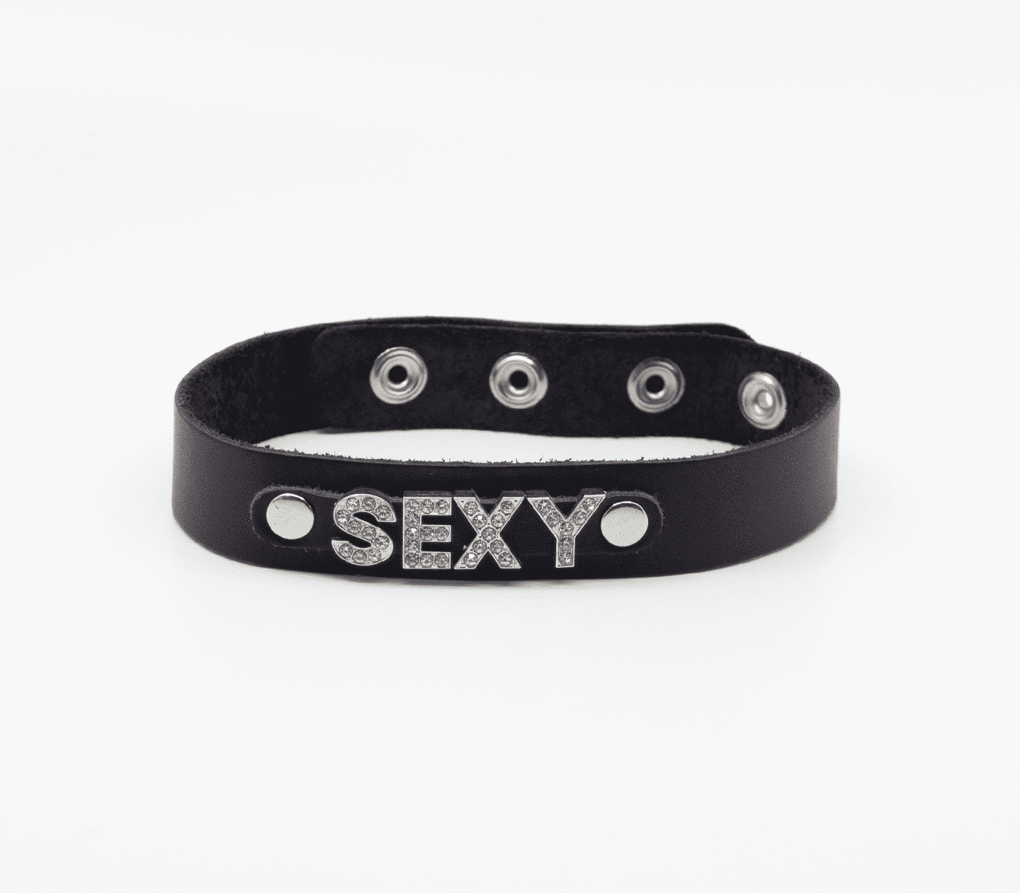 Love In Leather 'SEXY' Diamanté Word Thin Leather Collar