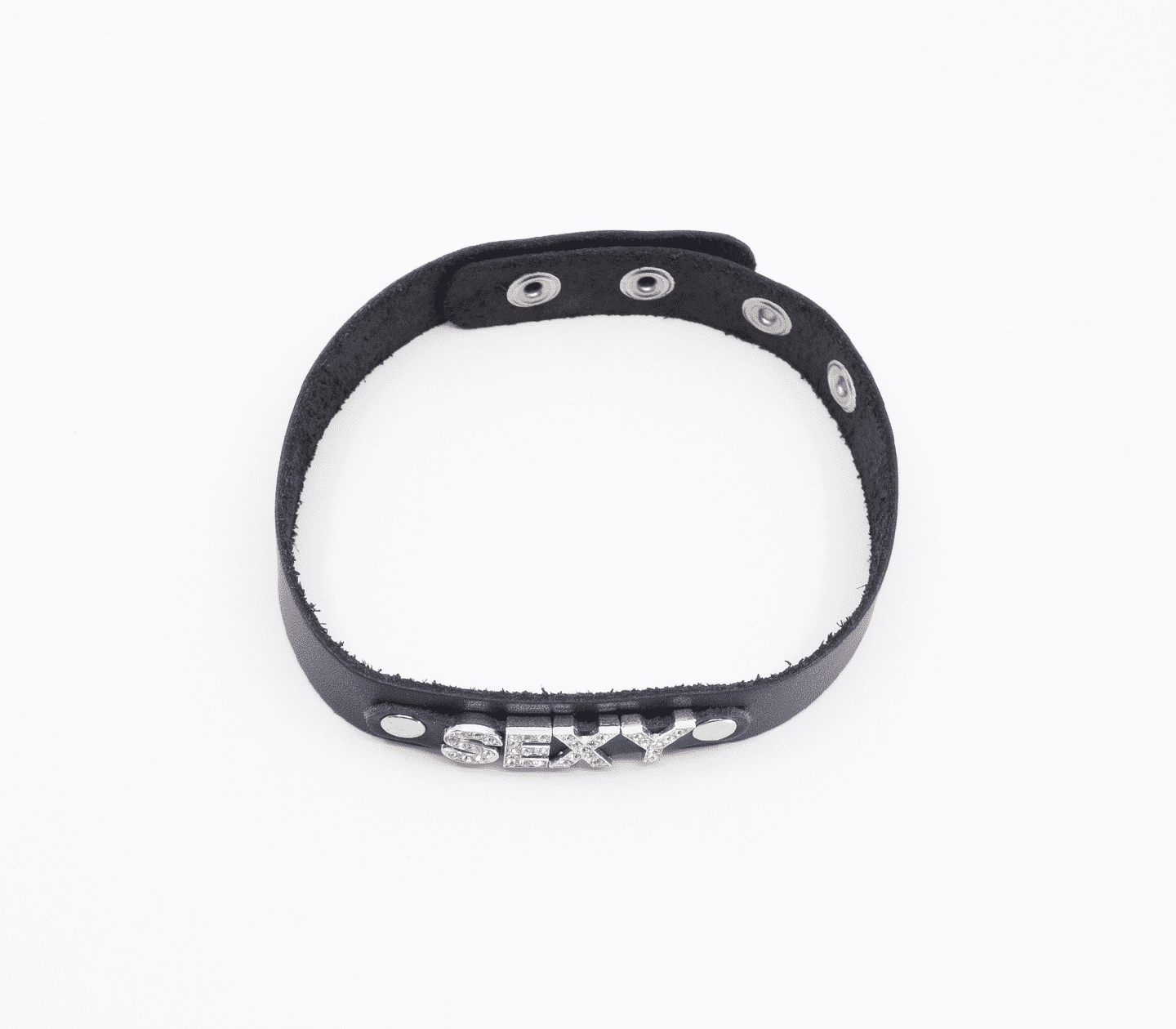 Love In Leather 'SEXY' Diamanté Word Thin Leather Collar