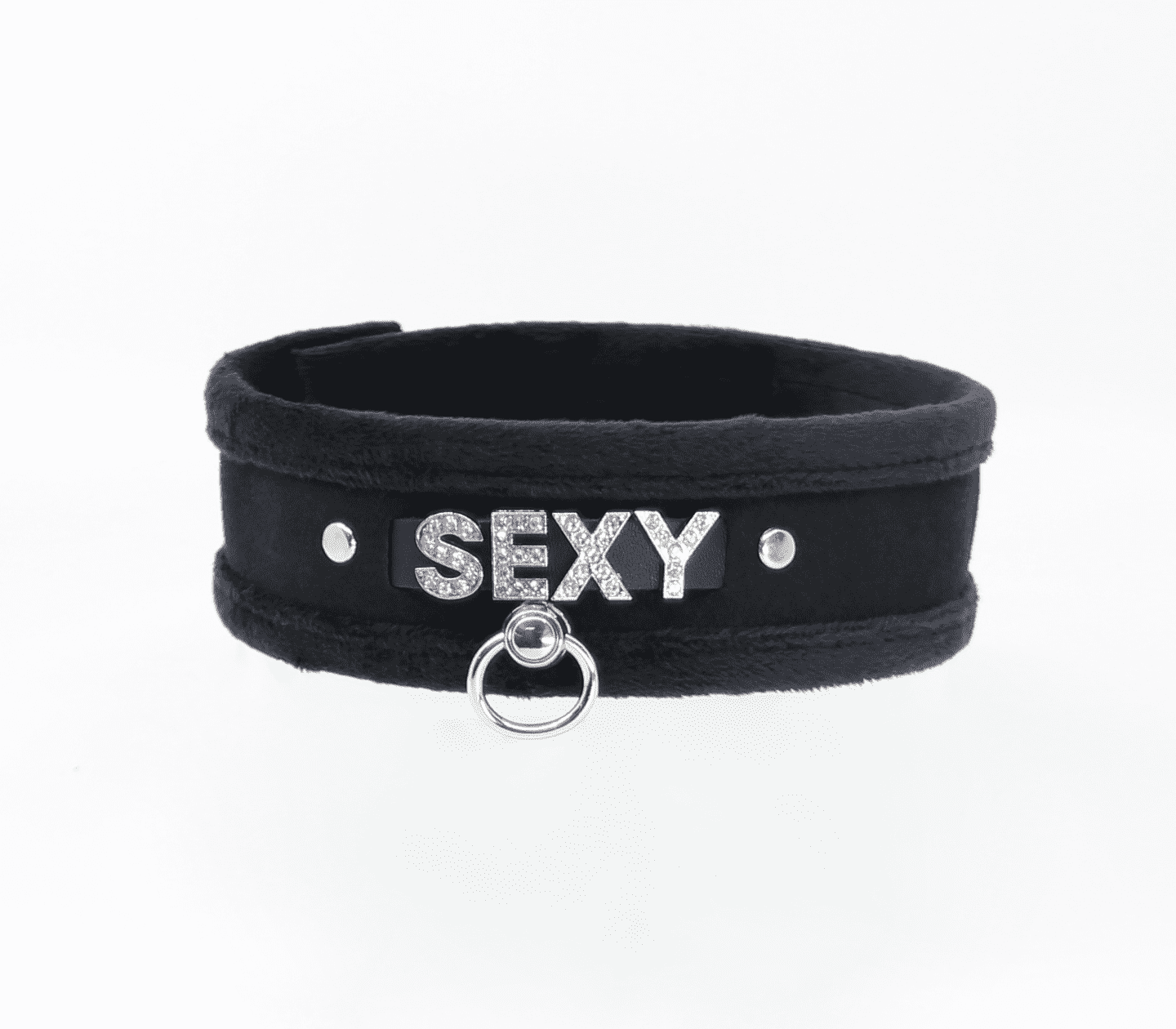 Love In Leather 'SEXY' Diamanté Word Soft & Fluffy Collar