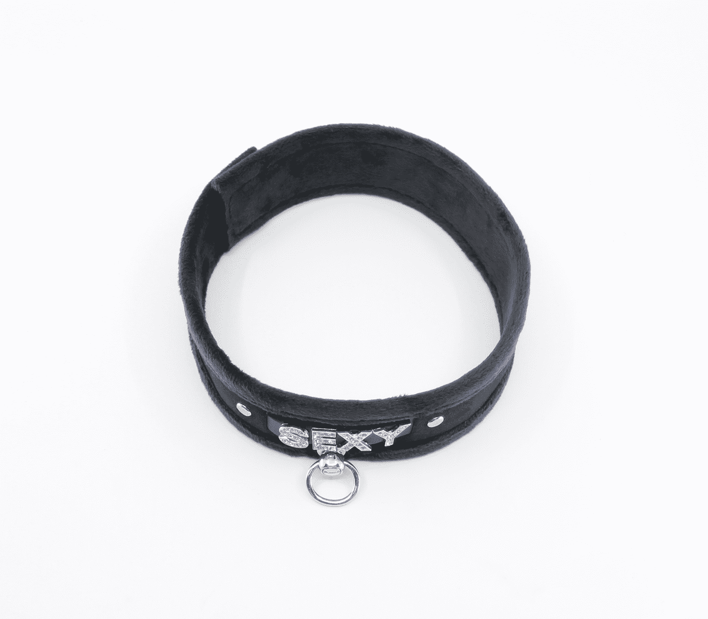 Love In Leather 'SEXY' Diamanté Word Soft & Fluffy Collar