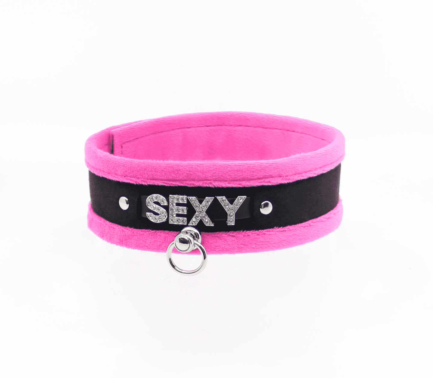 Love In Leather 'SEXY' Diamanté Word Soft & Fluffy Collar