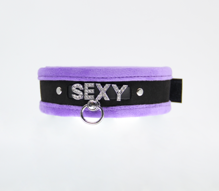Love In Leather 'SEXY' Diamanté Word Soft & Fluffy Collar