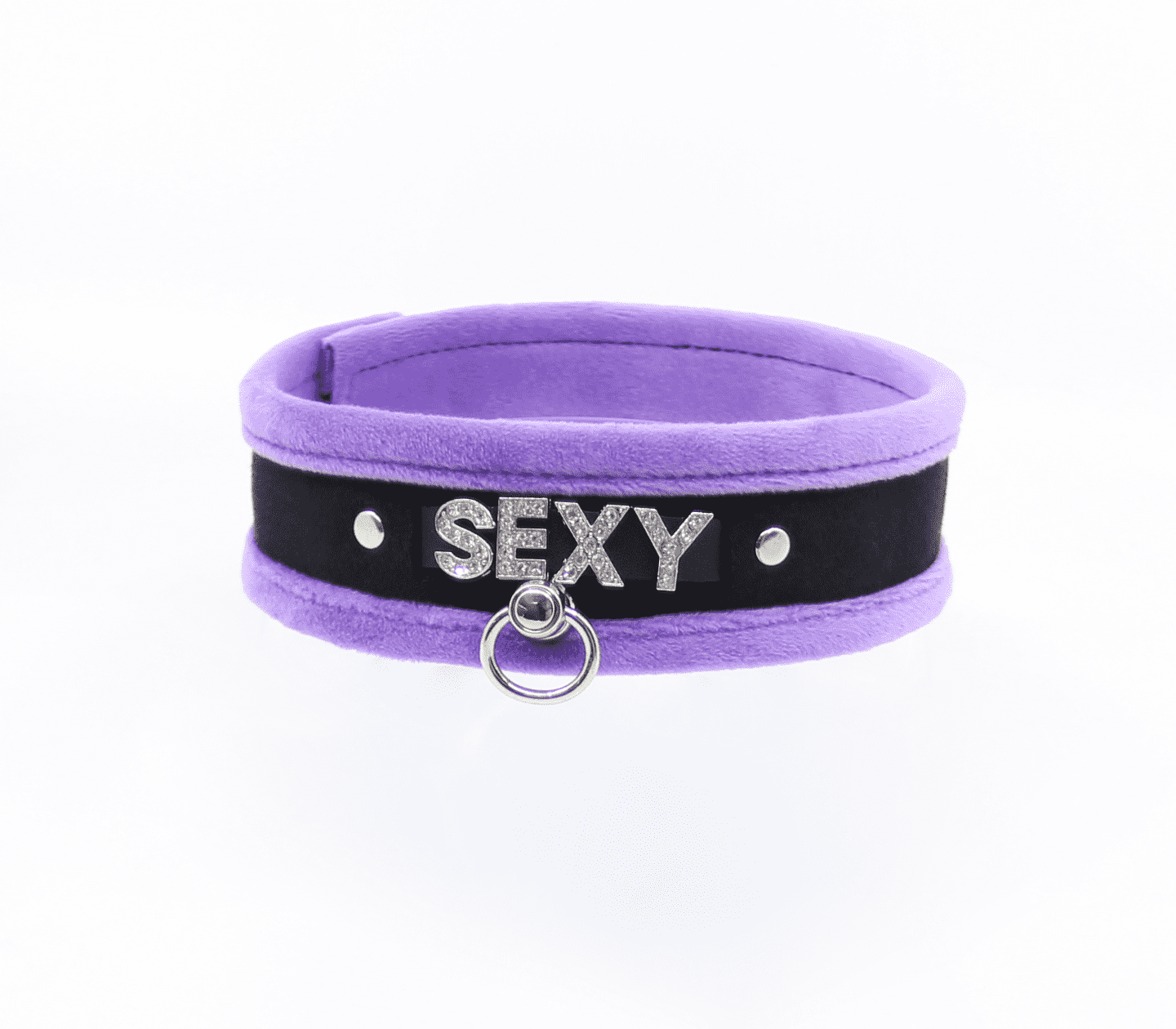 Love In Leather 'SEXY' Diamanté Word Soft & Fluffy Collar