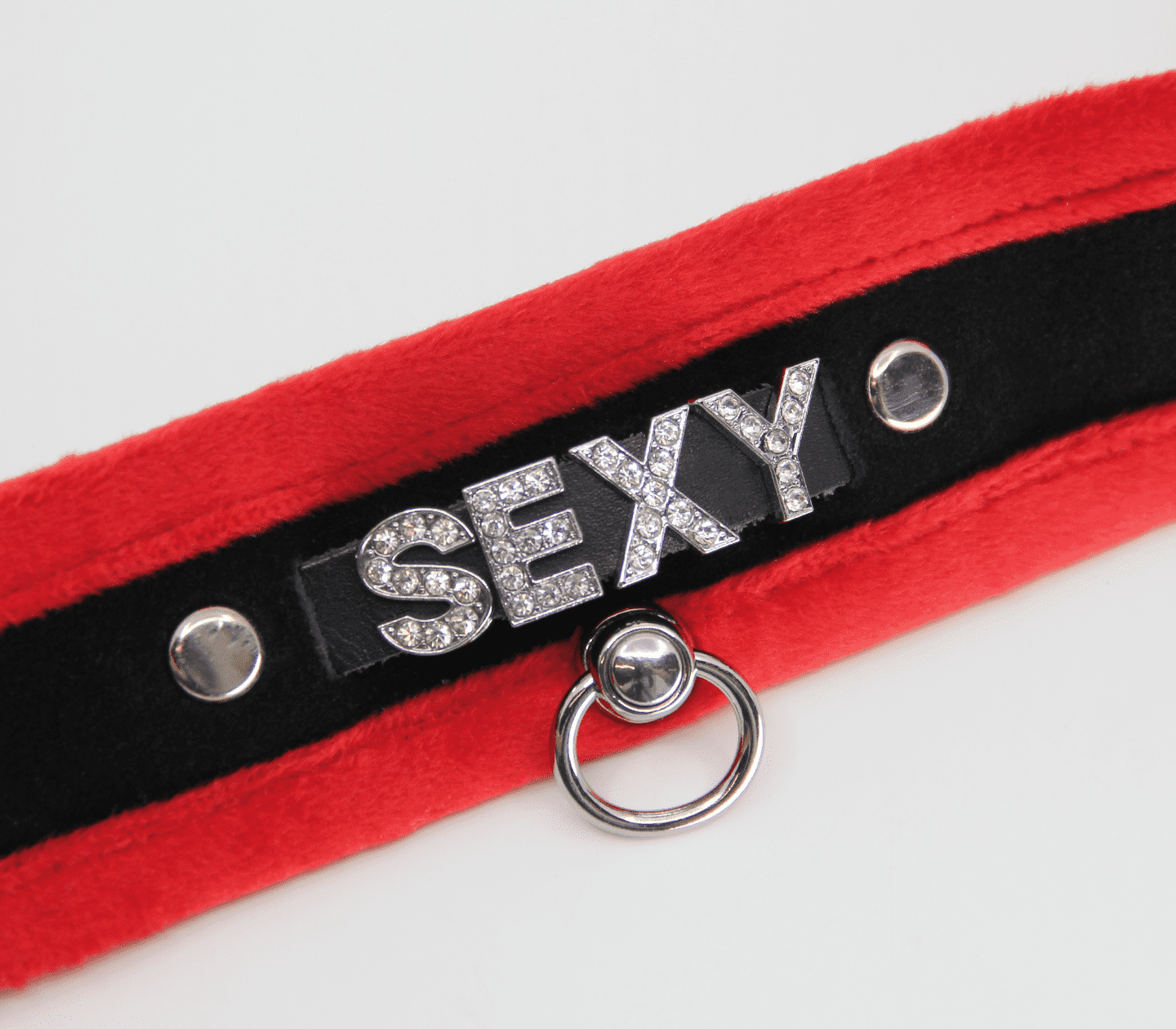 Love In Leather 'SEXY' Diamanté Word Soft & Fluffy Collar