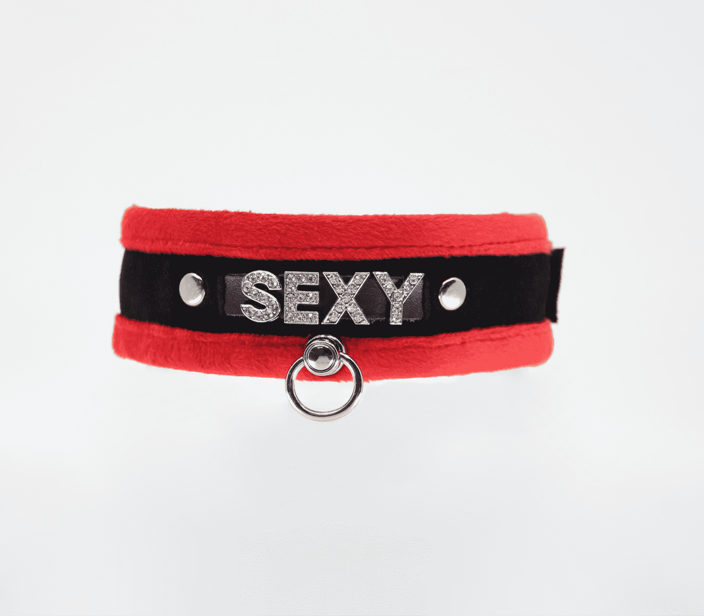 Love In Leather 'SEXY' Diamanté Word Soft & Fluffy Collar