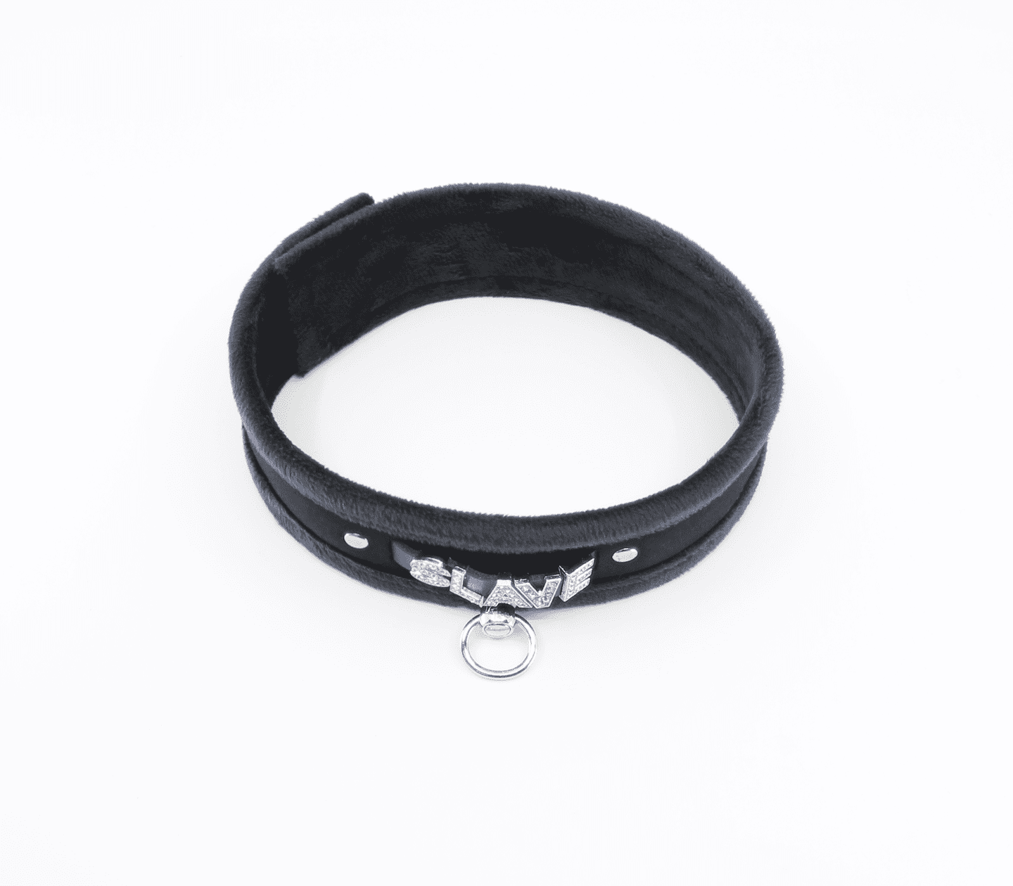 Love In Leather 'SLAVE' Diamanté Word Soft & Fluffy Collar