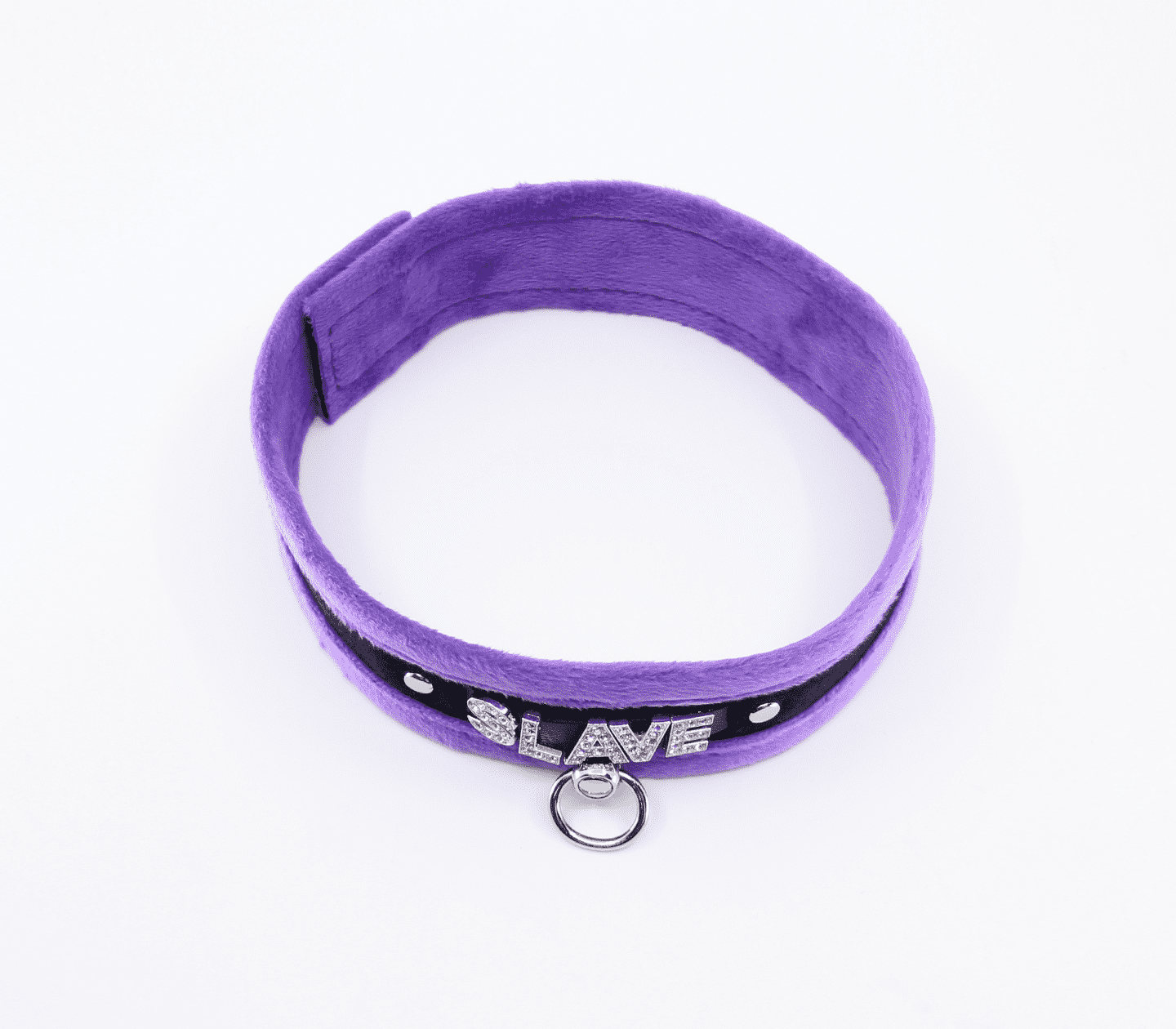 Love In Leather 'SLAVE' Diamanté Word Soft & Fluffy Collar