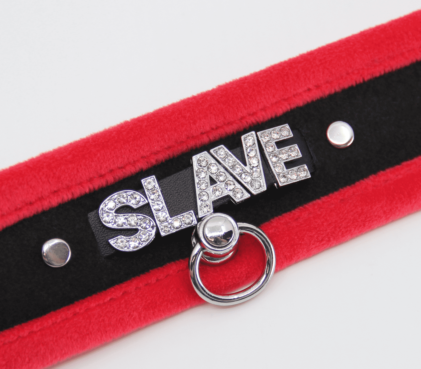 Love In Leather 'SLAVE' Diamanté Word Soft & Fluffy Collar