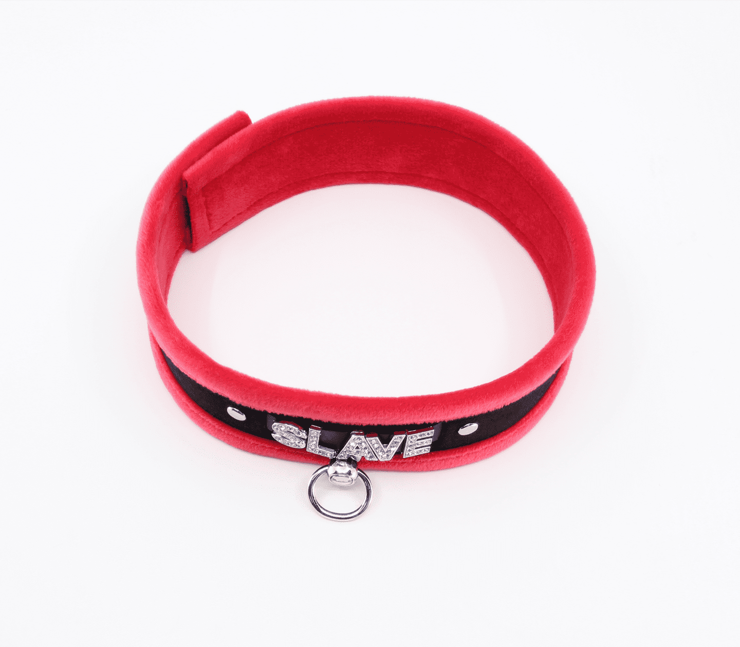 Love In Leather 'SLAVE' Diamanté Word Soft & Fluffy Collar