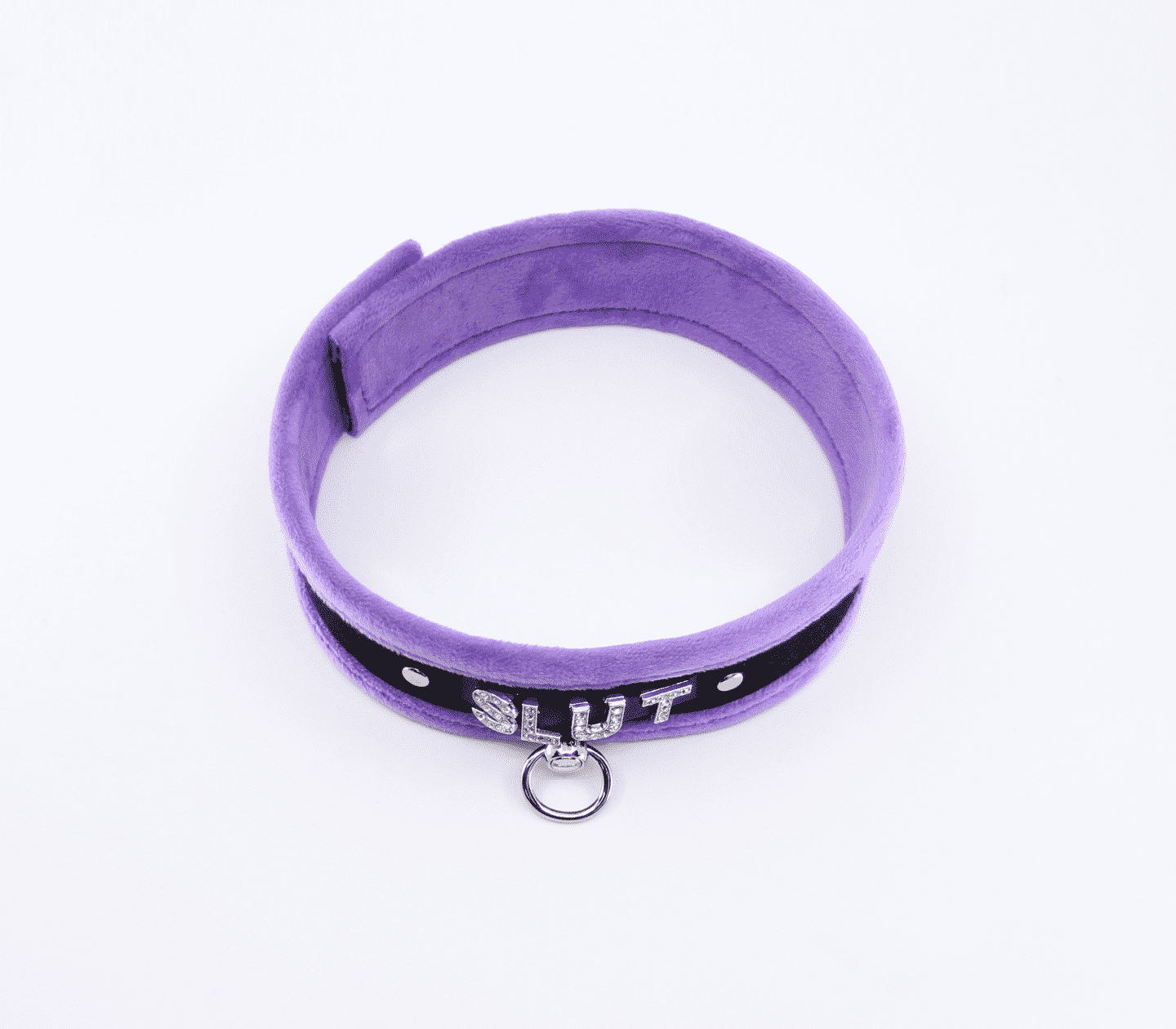 Love In Leather 'SLUT' Diamanté Word Soft & Fluffy Collar