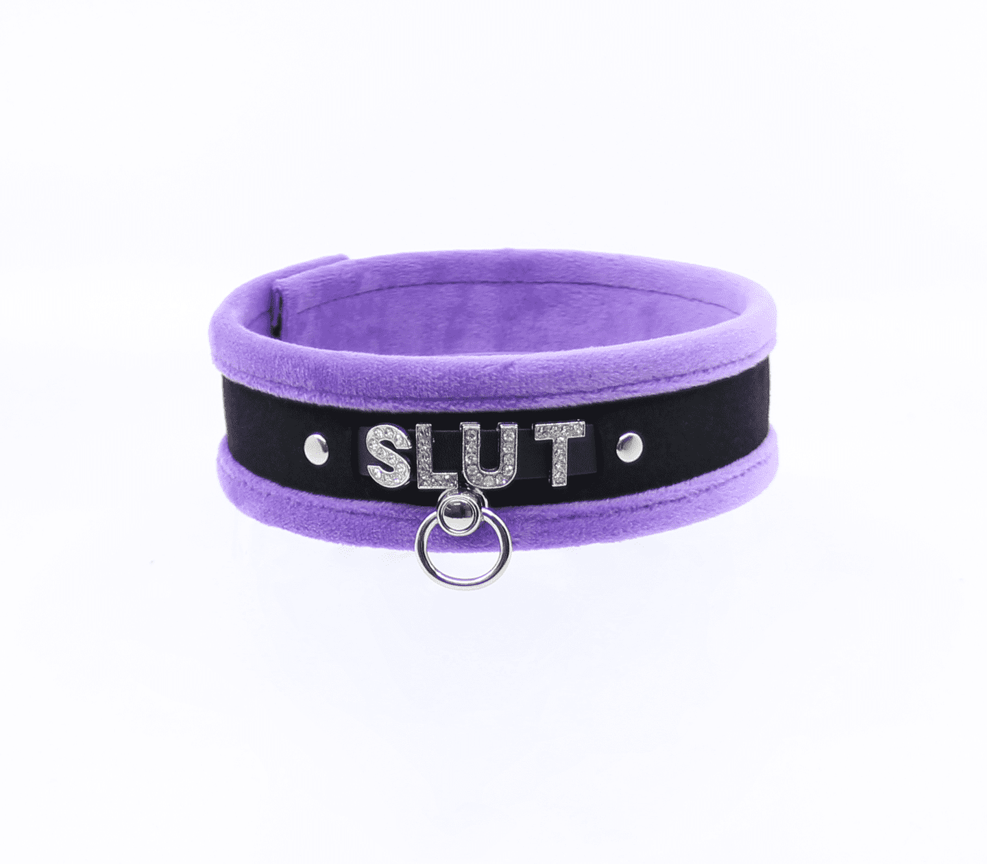 Love In Leather 'SLUT' Diamanté Word Soft & Fluffy Collar