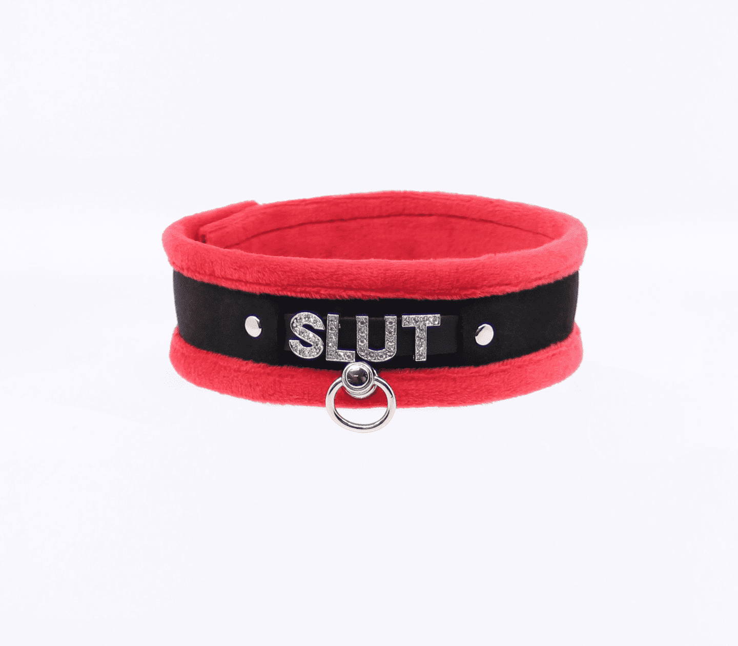 Love In Leather 'SLUT' Diamanté Word Soft & Fluffy Collar