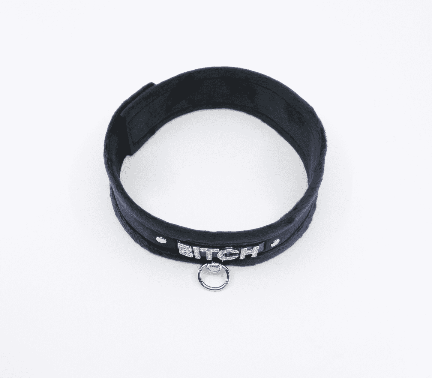 Love In Leather 'BITCH' Diamanté Word Soft & Fluffy Collar