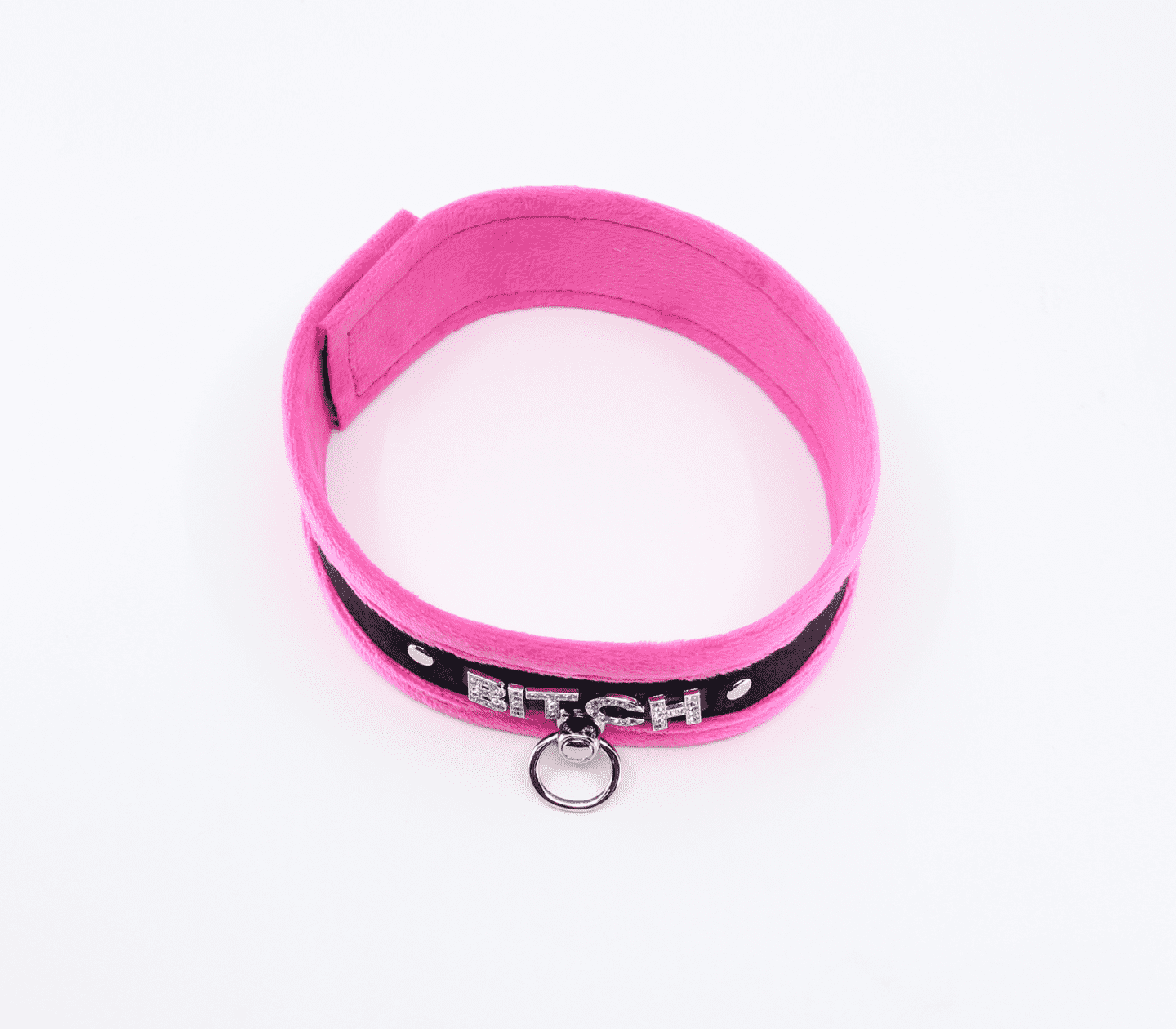 Love In Leather 'BITCH' Diamanté Word Soft & Fluffy Collar