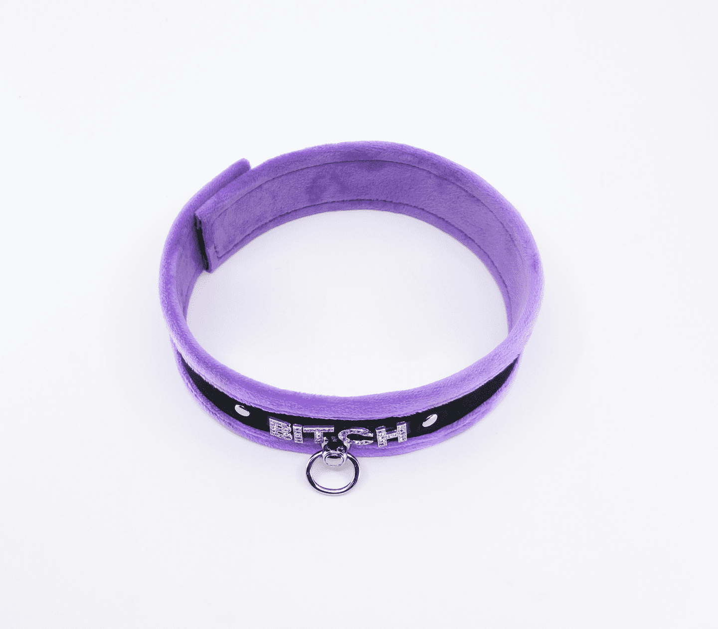 Love In Leather 'BITCH' Diamanté Word Soft & Fluffy Collar