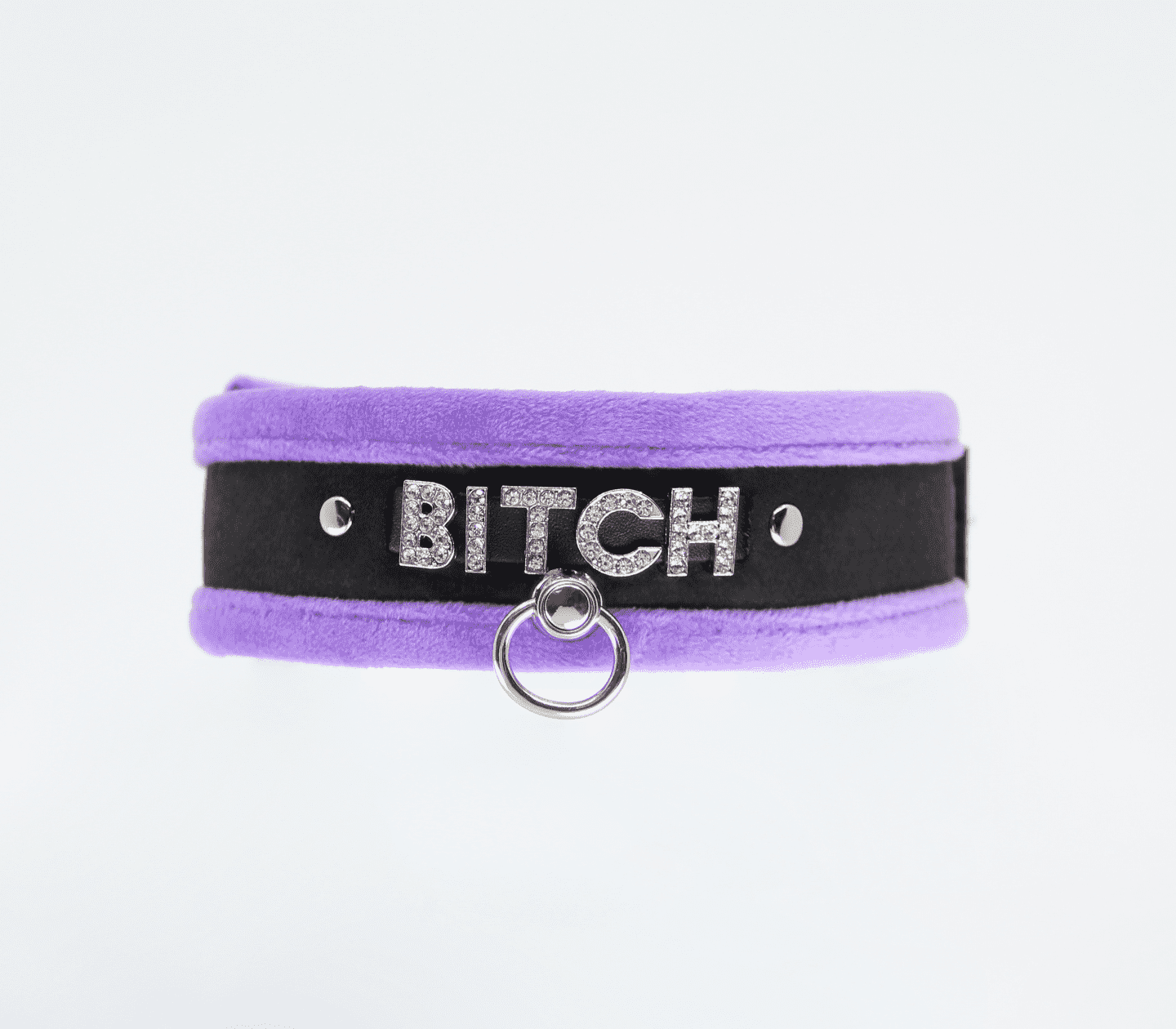 Love In Leather 'BITCH' Diamanté Word Soft & Fluffy Collar
