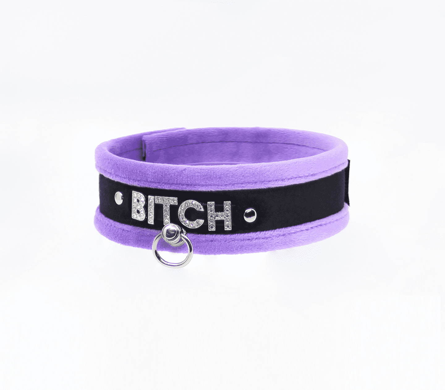 Love In Leather 'BITCH' Diamanté Word Soft & Fluffy Collar