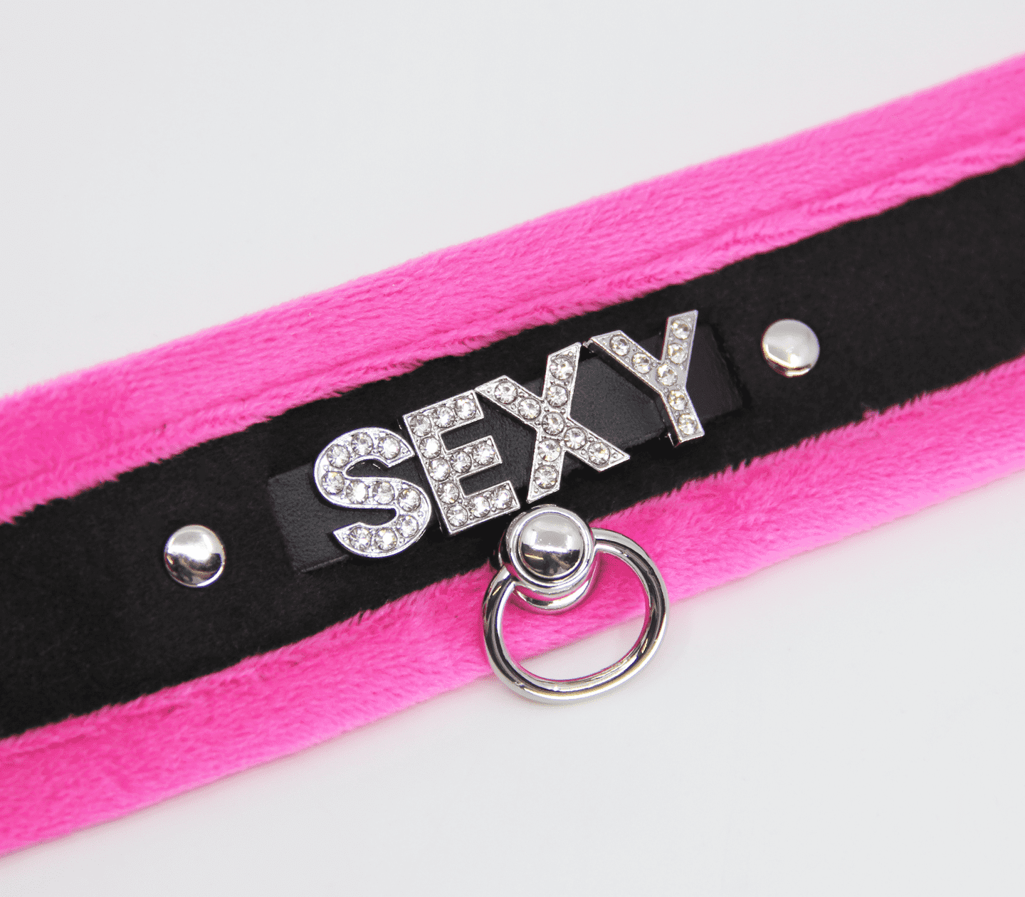 Love In Leather 'SEXY' Diamanté Word Soft & Fluffy Collar