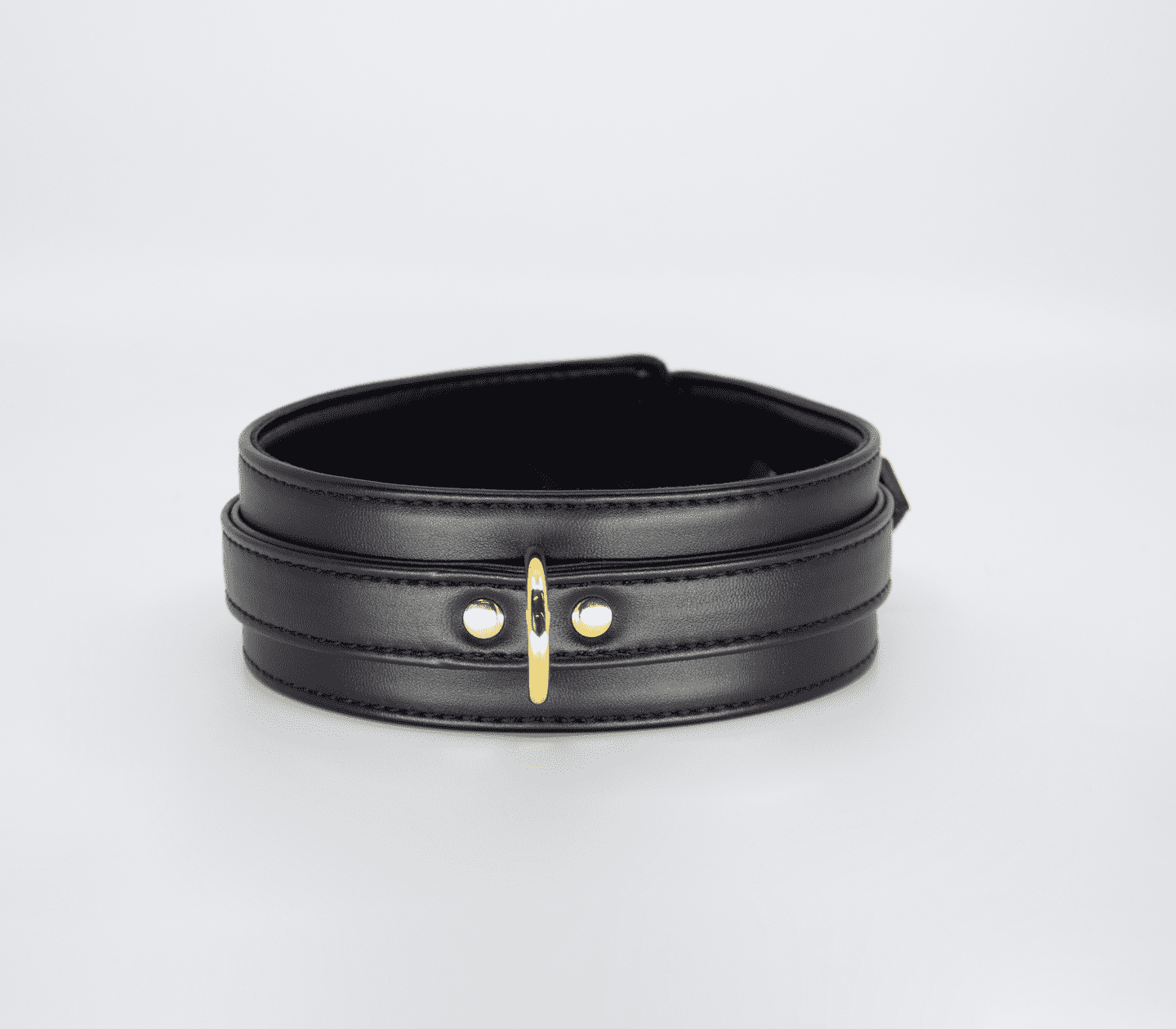 Love In Leather Faux Leather Collar & Lead Set with Gold Tone Metal Hardware