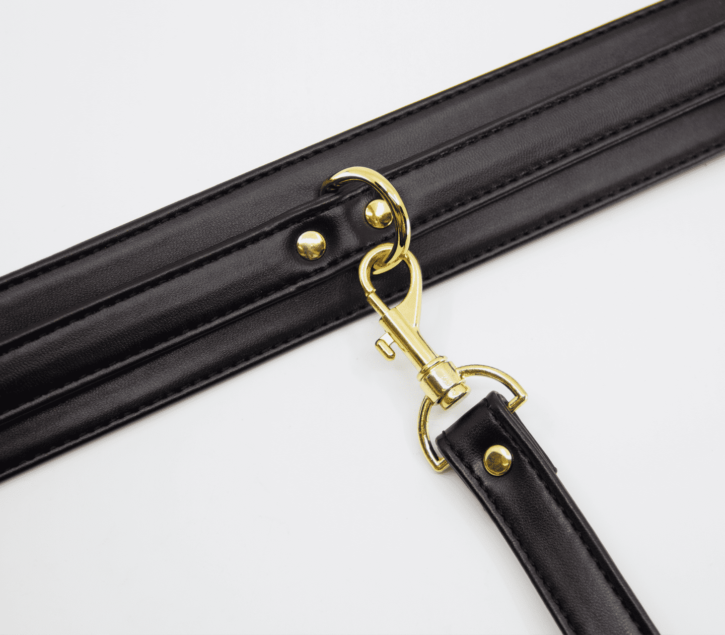 Love In Leather Faux Leather Collar & Lead Set with Gold Tone Metal Hardware