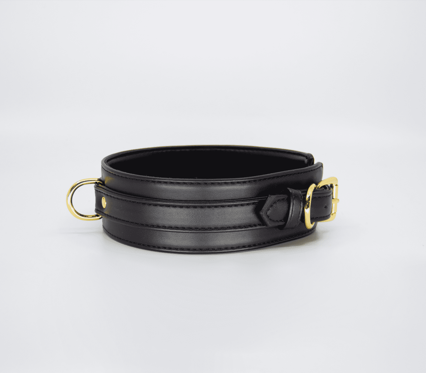 Love In Leather Faux Leather Collar & Lead Set with Gold Tone Metal Hardware