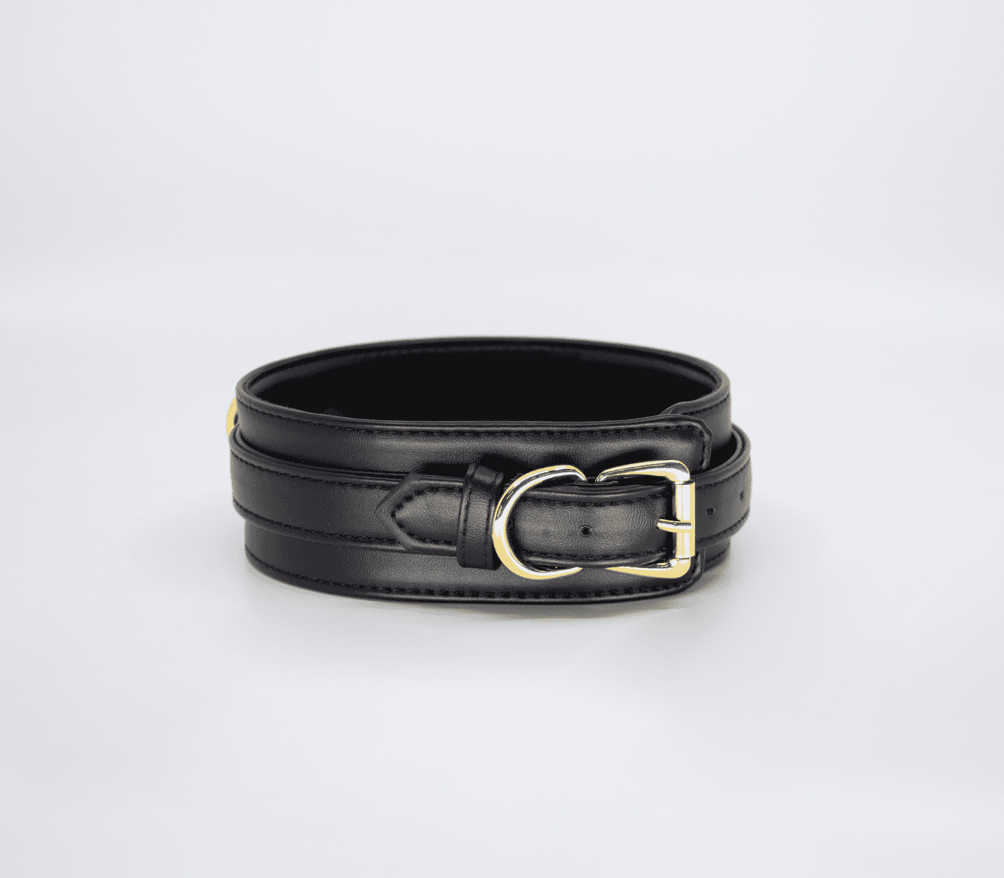 Love In Leather Faux Leather Collar & Lead Set with Gold Tone Metal Hardware