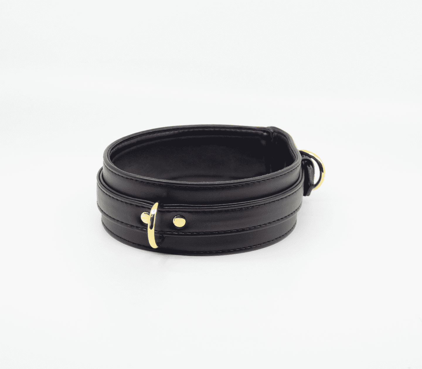 Love In Leather Faux Leather Collar & Lead Set with Gold Tone Metal Hardware