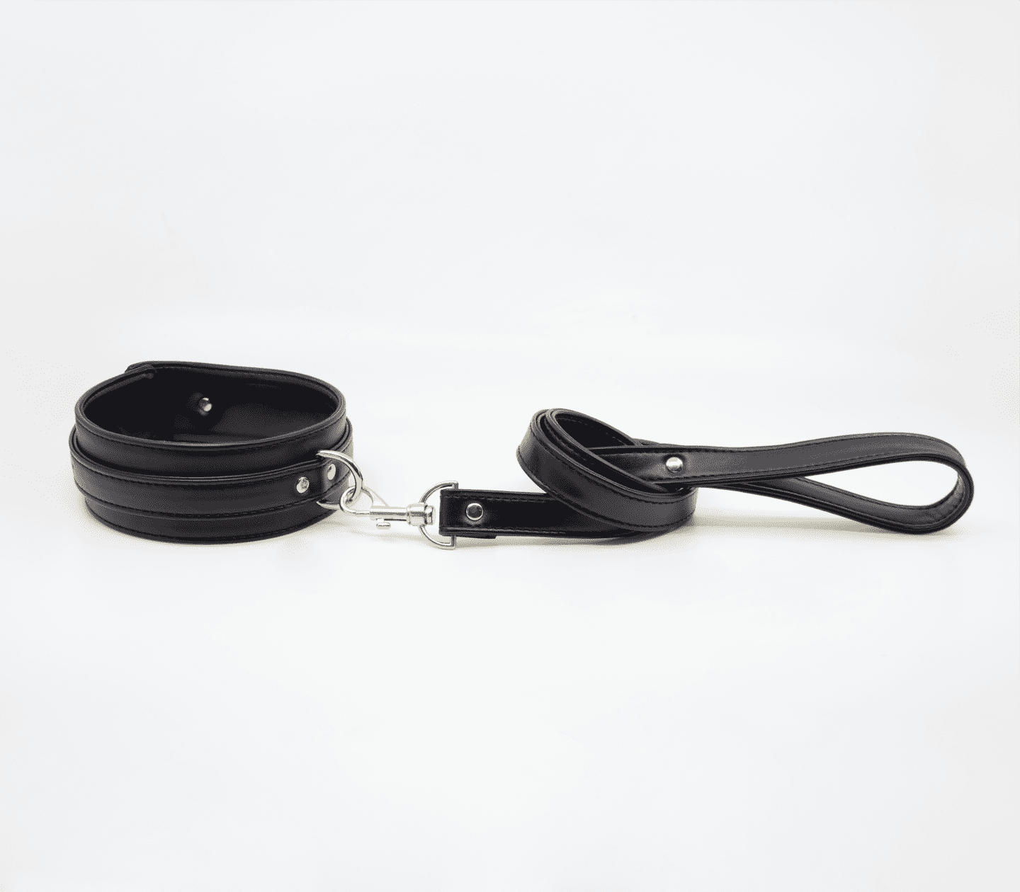 Love In Leather Faux Leather Collar & Lead Set with Gold Tone Metal Hardware