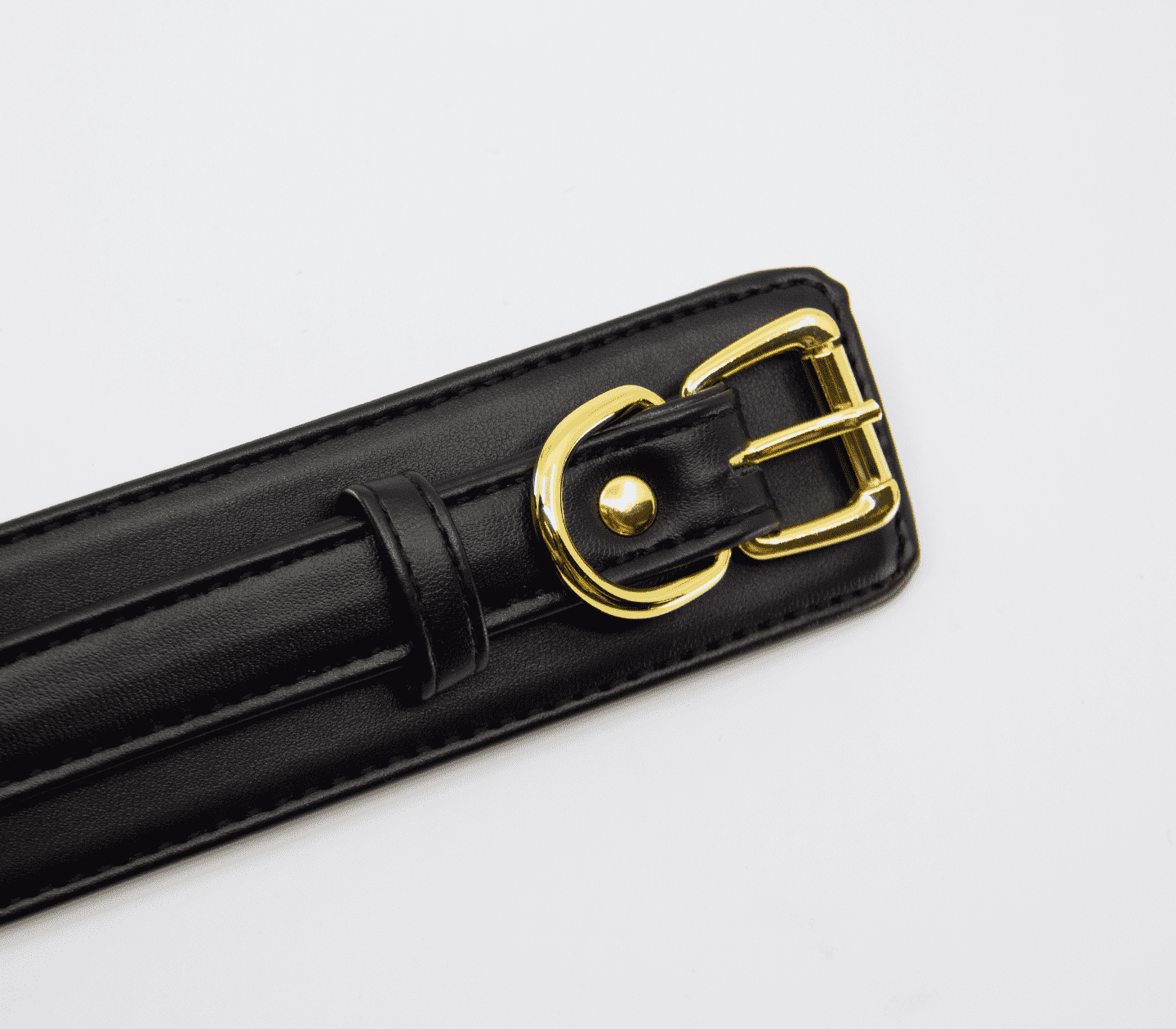 Love In Leather Faux Leather Collar & Lead Set with Gold Tone Metal Hardware