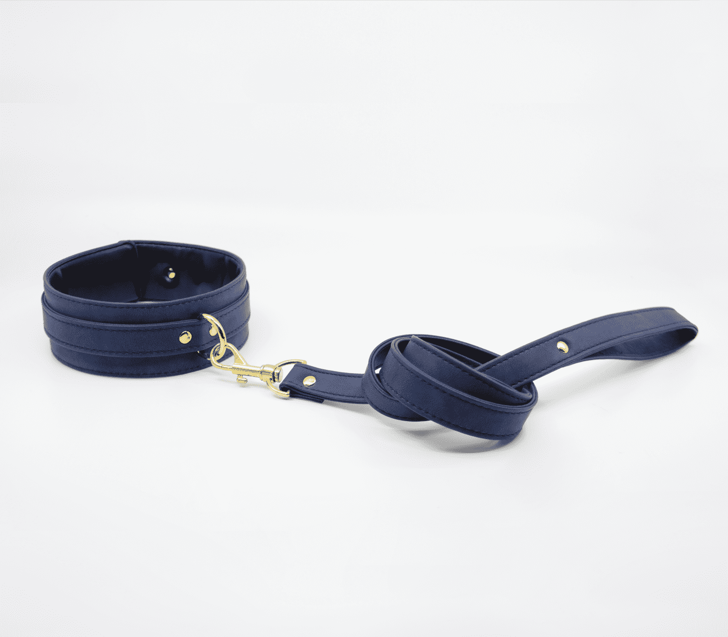 Love In Leather Faux Leather Collar & Lead Set with Gold Tone Metal Hardware