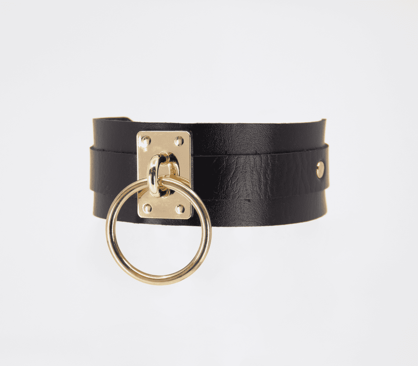 Love In Leather Faux Leather Collar With Buckle Closure With Double Keeper
