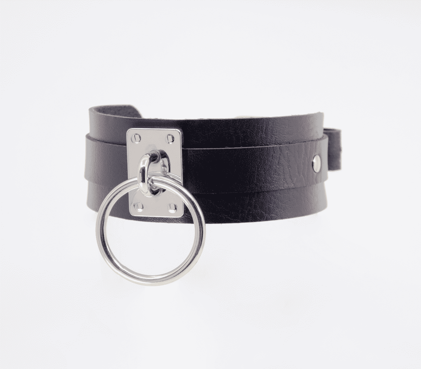 Love In Leather Faux Leather Collar With Buckle Closure With Double Keeper