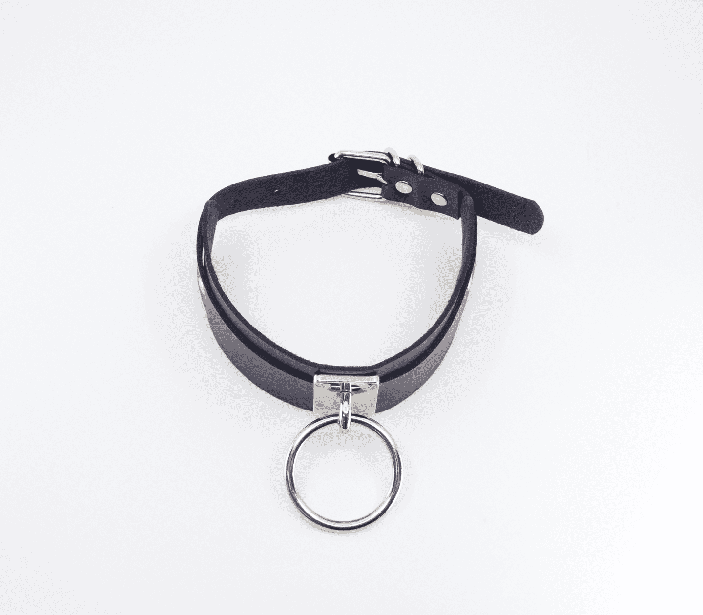Love In Leather Faux Leather Collar With Buckle Closure With Double Keeper