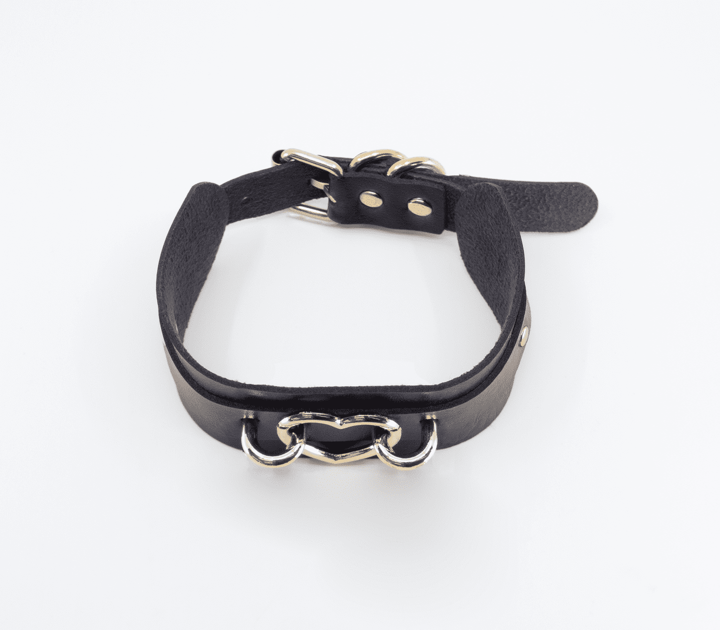 Love In Leather Faux Leather Collar With Heart Shaped Hardware