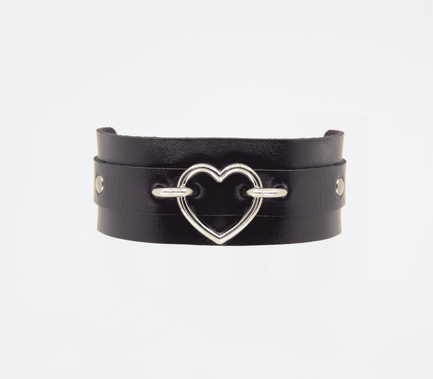 Love In Leather Faux Leather Collar With Heart Shaped Hardware