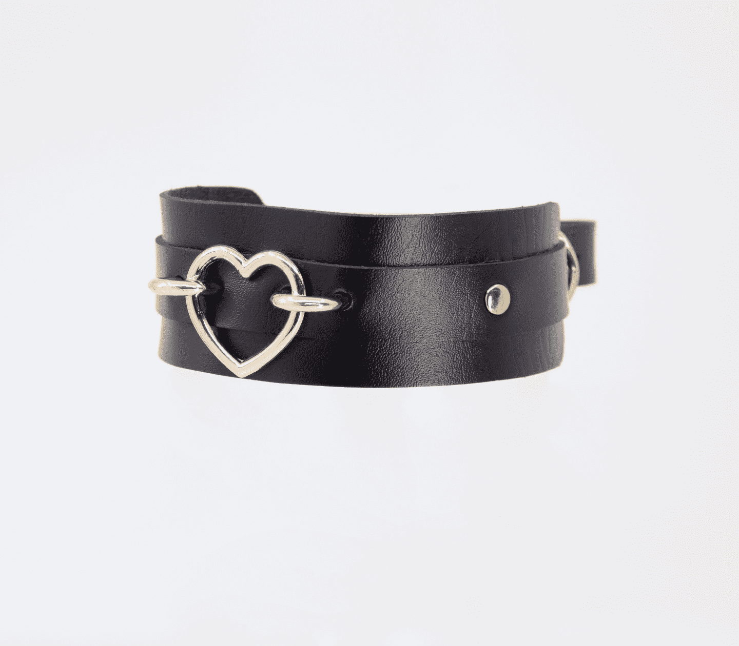 Love In Leather Faux Leather Collar With Heart Shaped Hardware