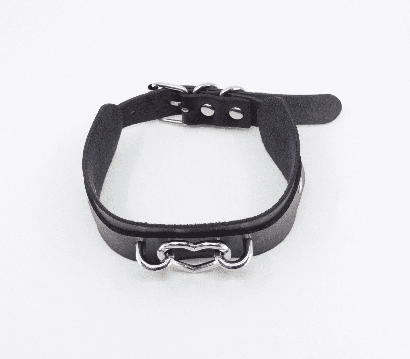 Love In Leather Faux Leather Collar With Heart Shaped Hardware