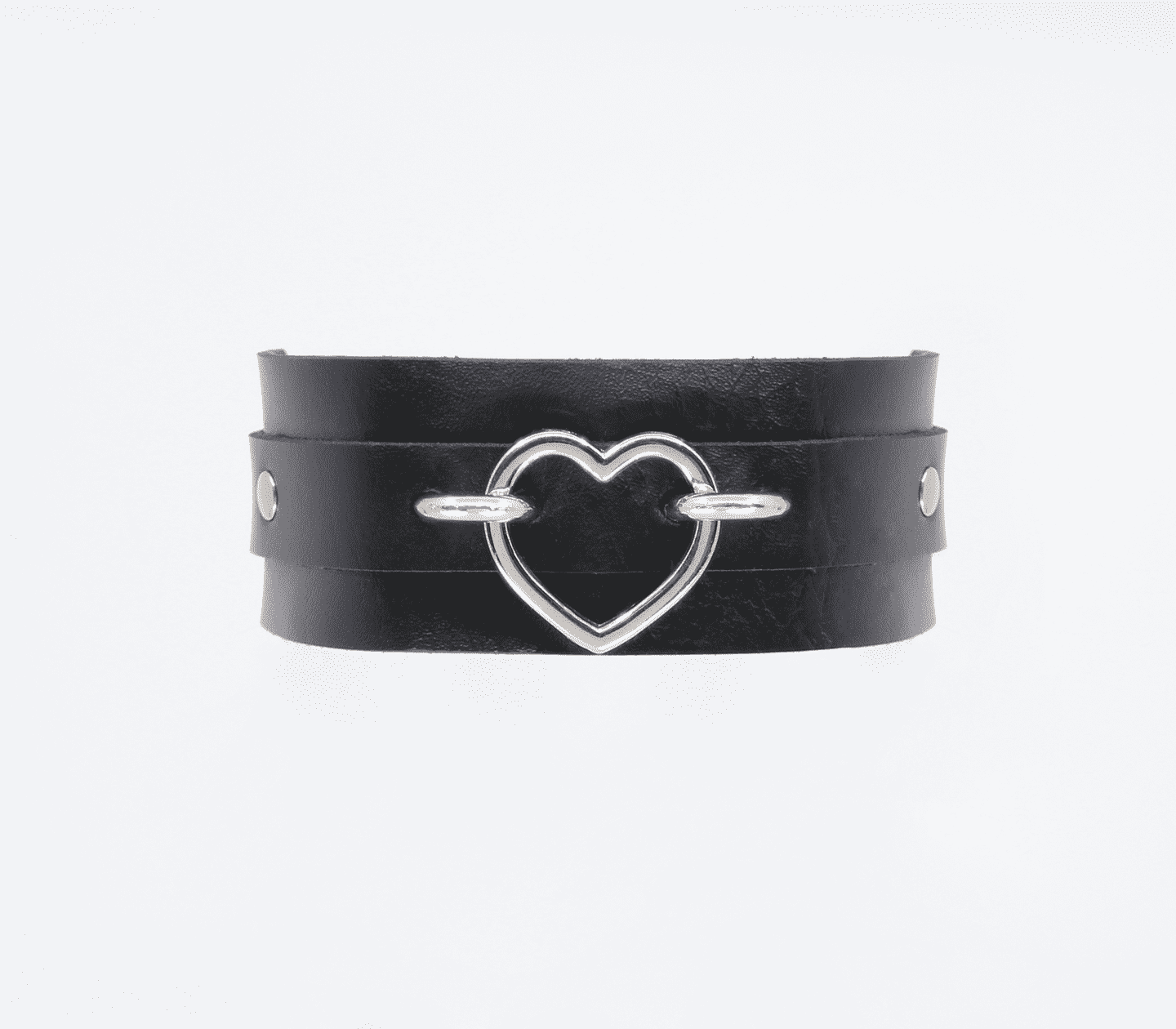 Love In Leather Faux Leather Collar With Heart Shaped Hardware