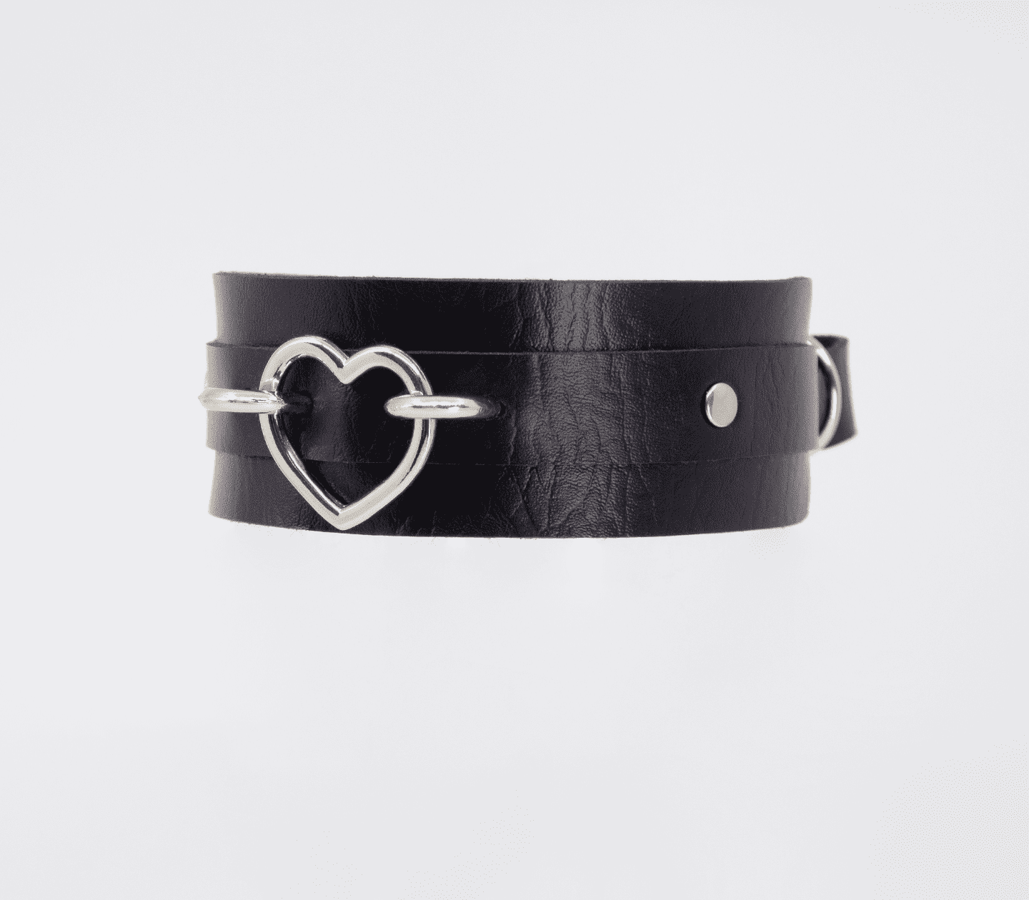 Love In Leather Faux Leather Collar With Heart Shaped Hardware