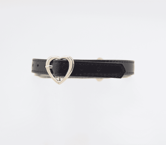Love In Leather Leather Collar With Heart Buckle