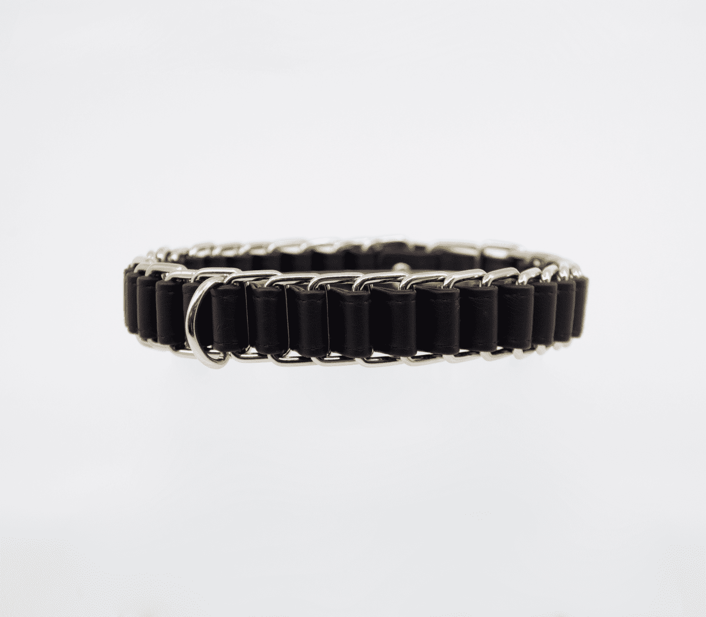 Love In Leather Chain Link & Leather Woven Collar & Lead Set