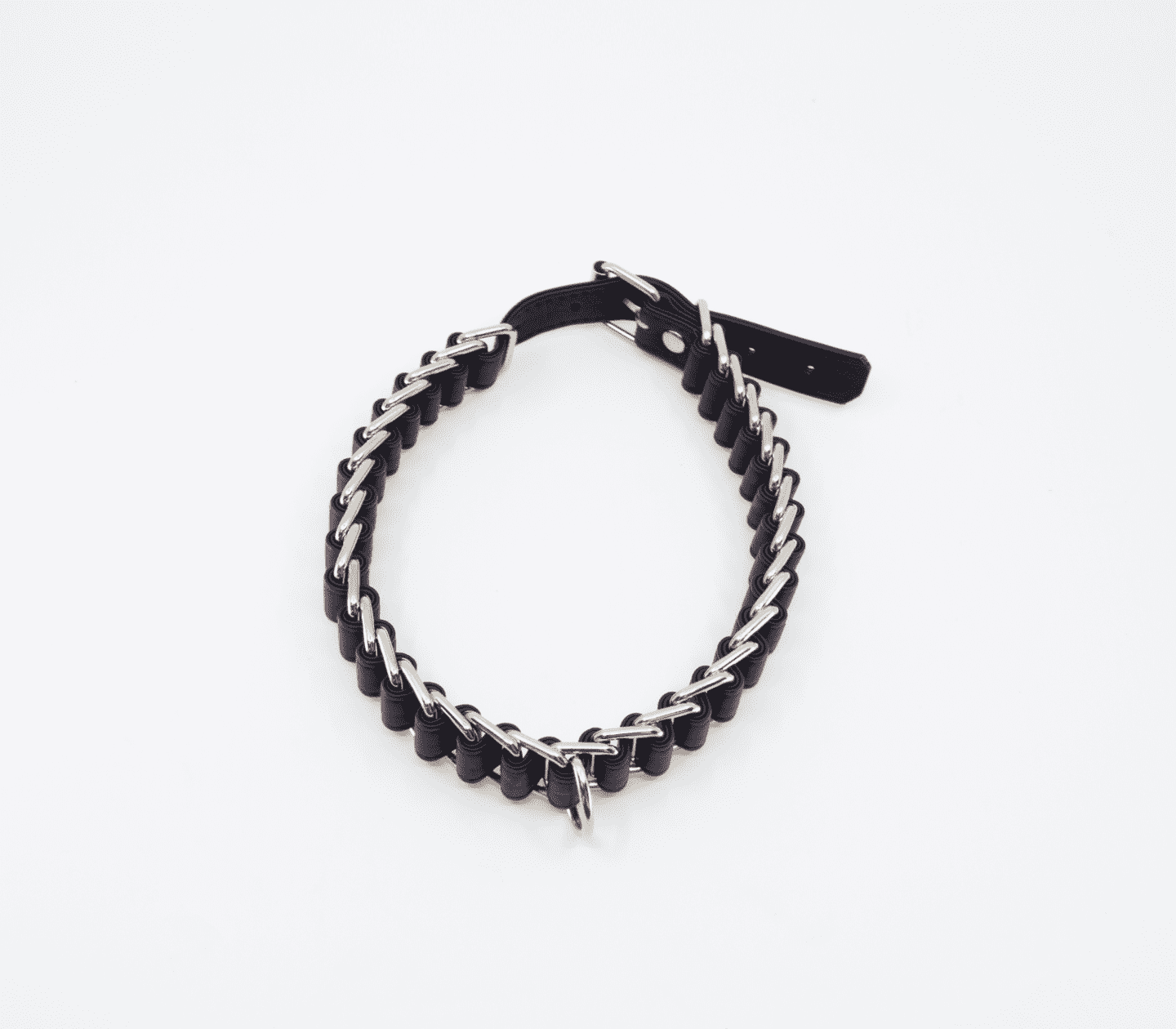 Love In Leather Chain Link & Leather Woven Collar & Lead Set