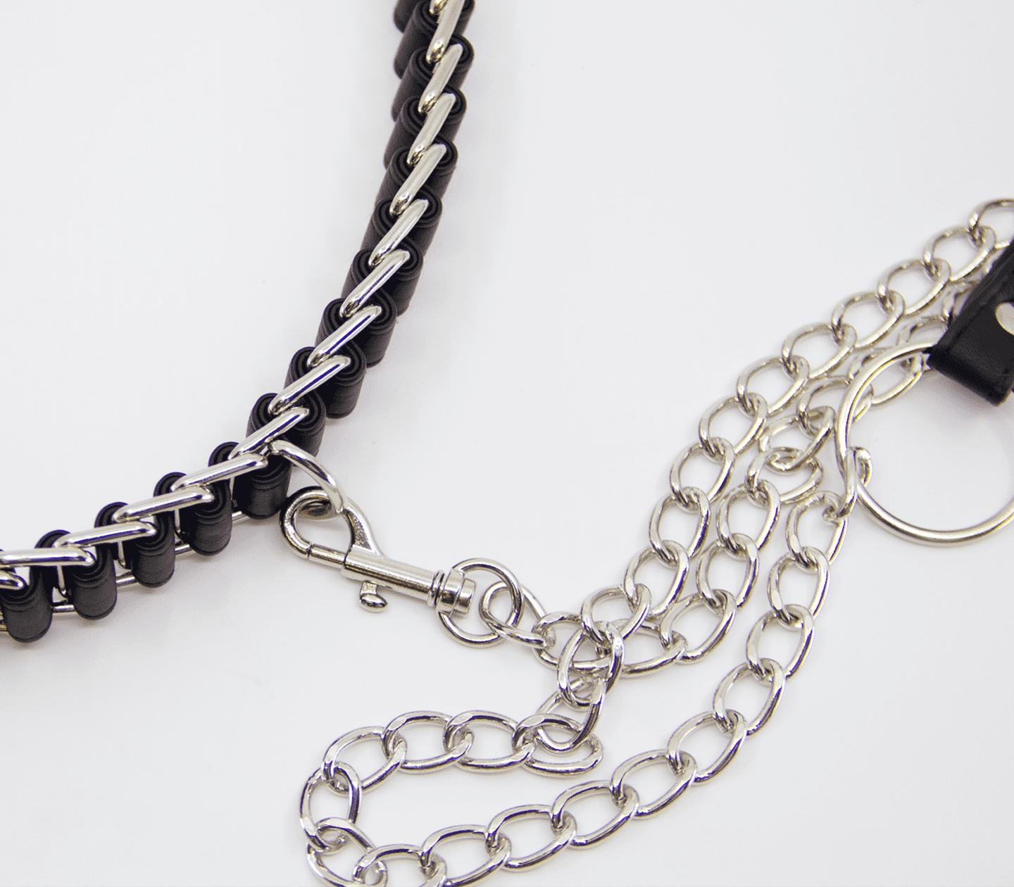 Love In Leather Chain Link & Leather Woven Collar & Lead Set
