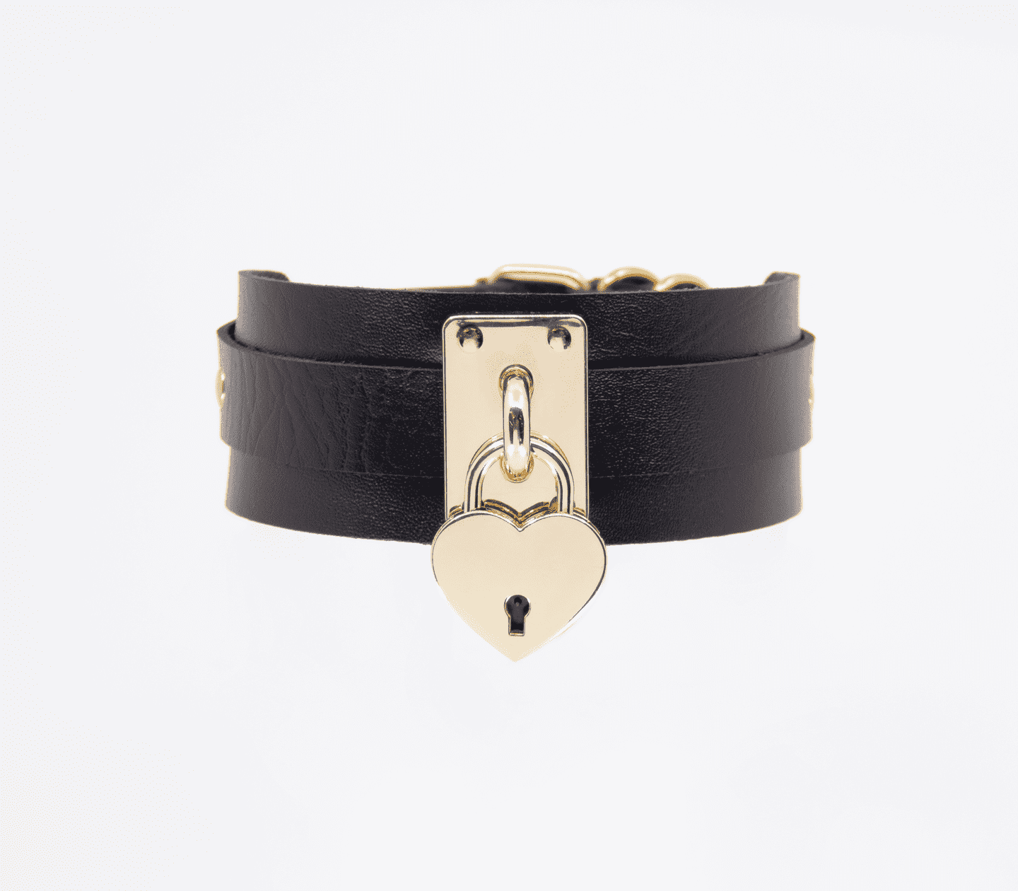Love In Leather Faux Leather Collar With Functional Heart Padlock Pendant