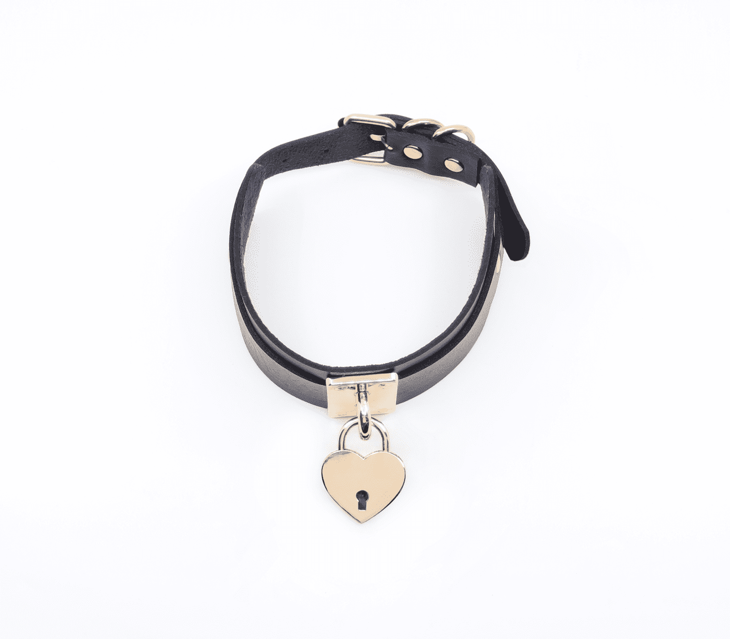 Love In Leather Faux Leather Collar With Functional Heart Padlock Pendant