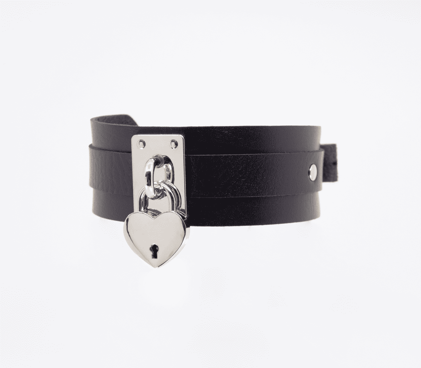 Love In Leather Faux Leather Collar With Functional Heart Padlock Pendant