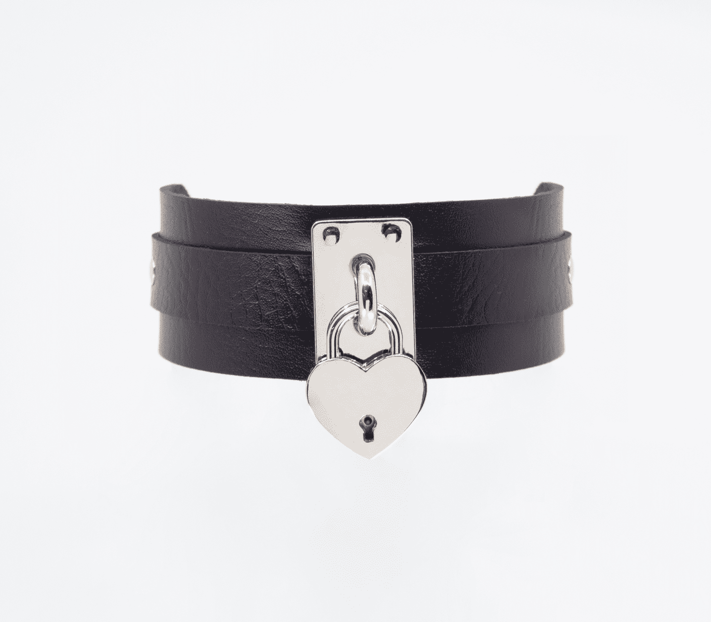 Love In Leather Faux Leather Collar With Functional Heart Padlock Pendant