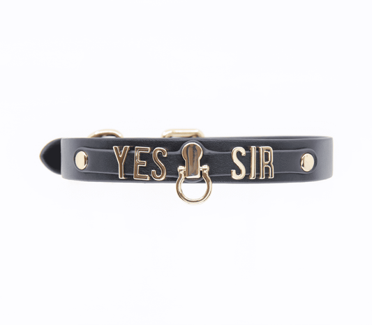 Love In Leather “Yes Sir” Faux Leather Collar